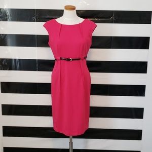 Hot Pink Calvin Klein Belted Dress